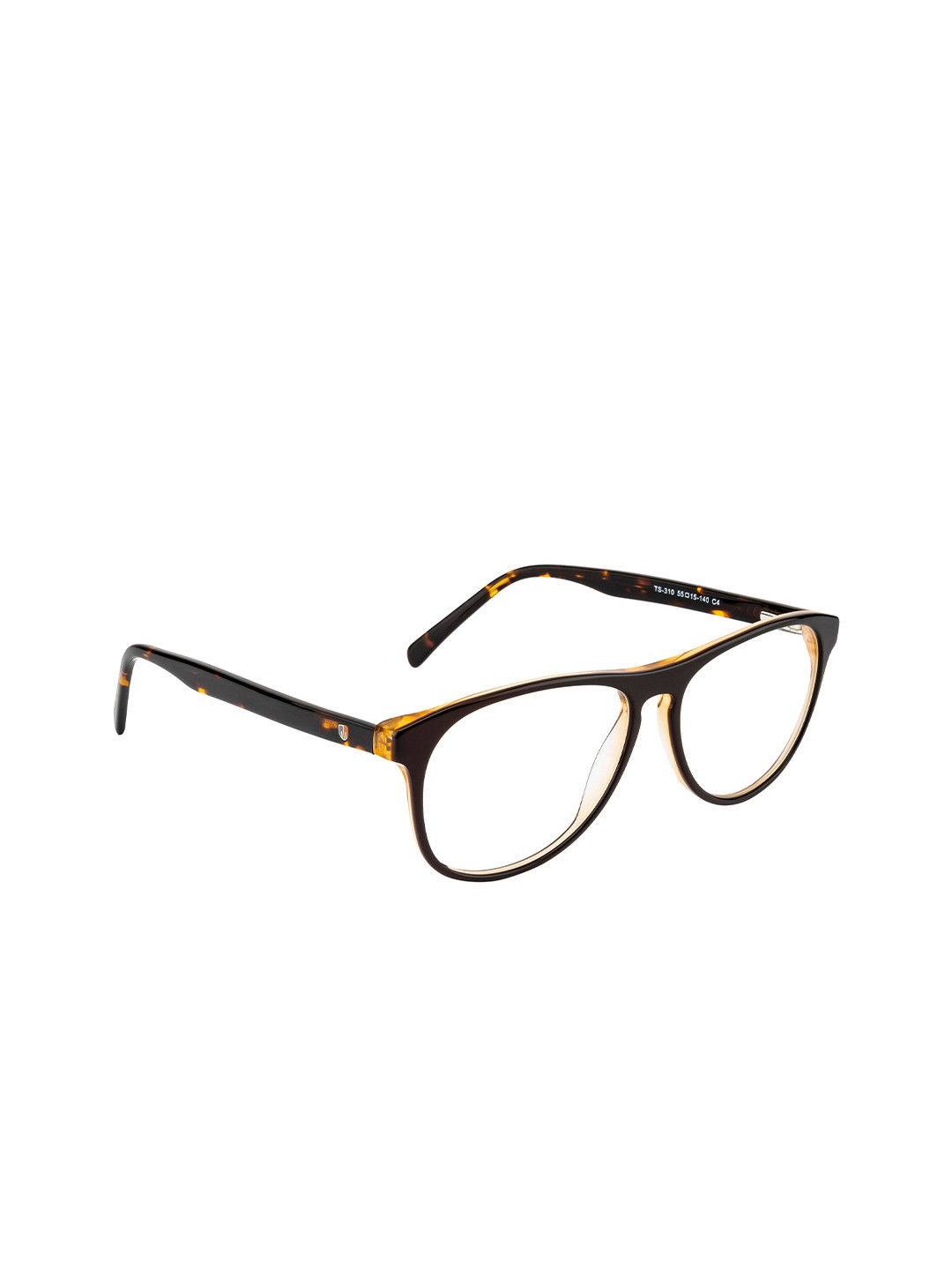 Ted Smith Unisex Brown & Yellow Full Rim Aviator Frames Eyeglasses