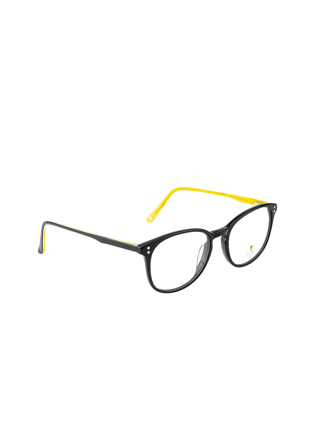 Ted Smith Unisex Black & Yellow Solid Full Rim Round Frames Eyeglasses