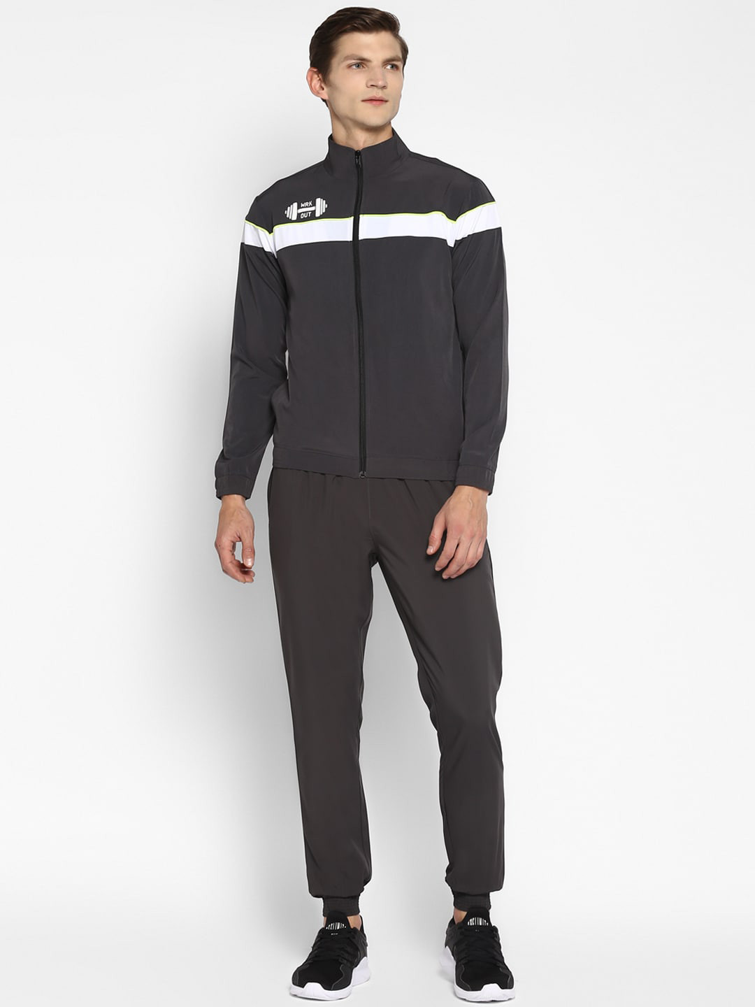 Yuuki Men Black & White Striped Tracksuit