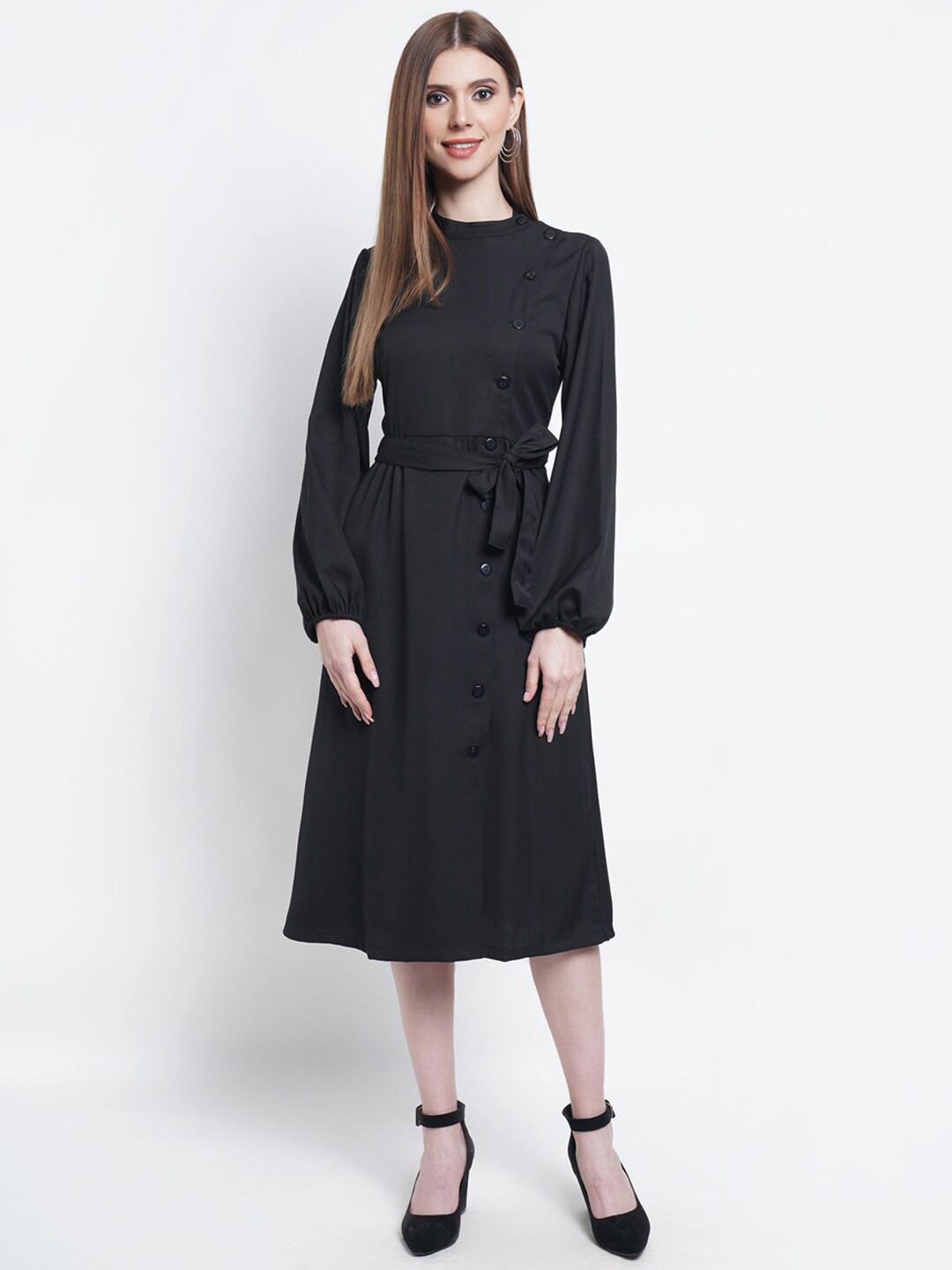 Purple State Black Midi Dress