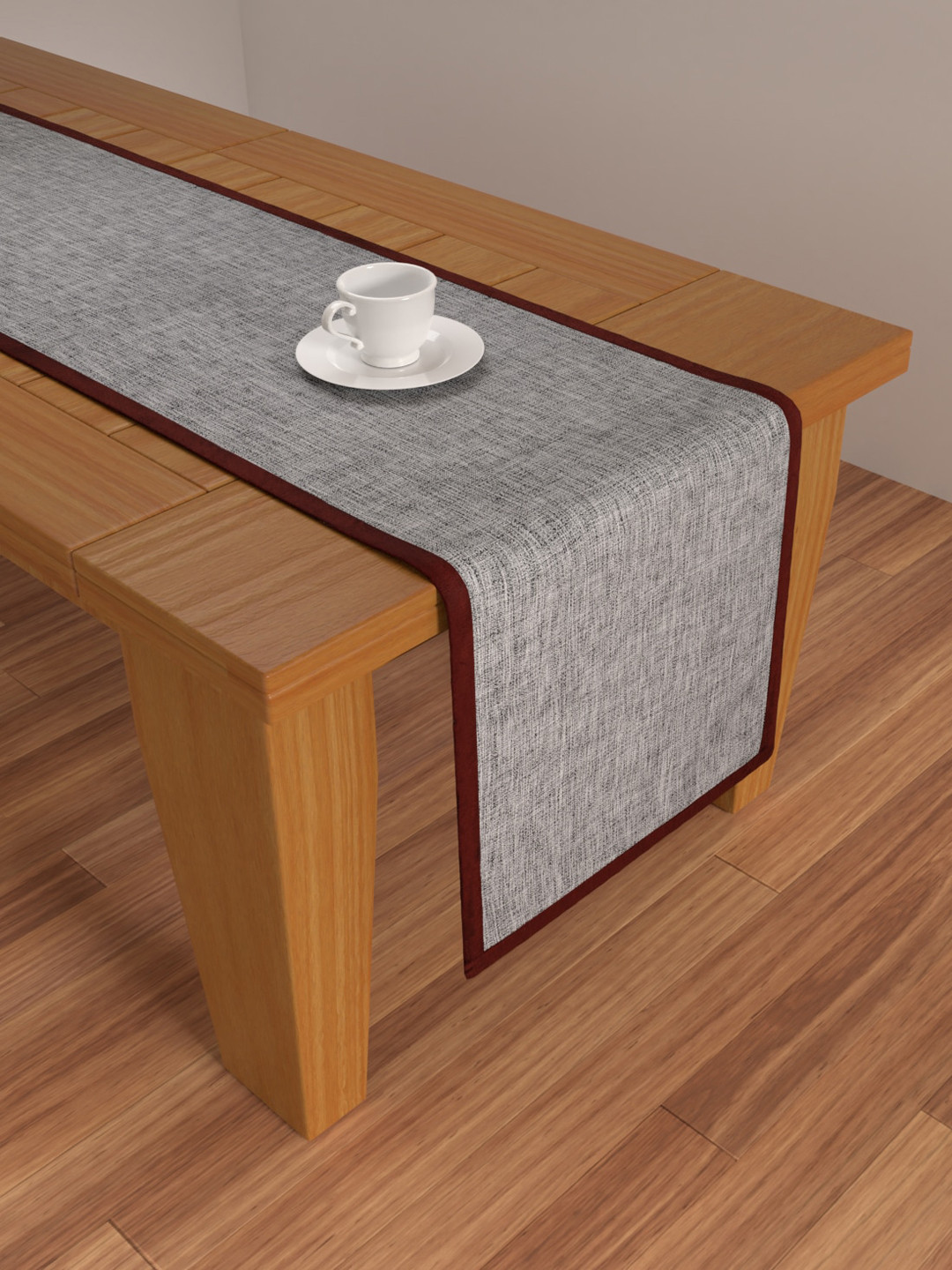 S9home by Seasons Grey & Red Solid 6 Seater Table Runner