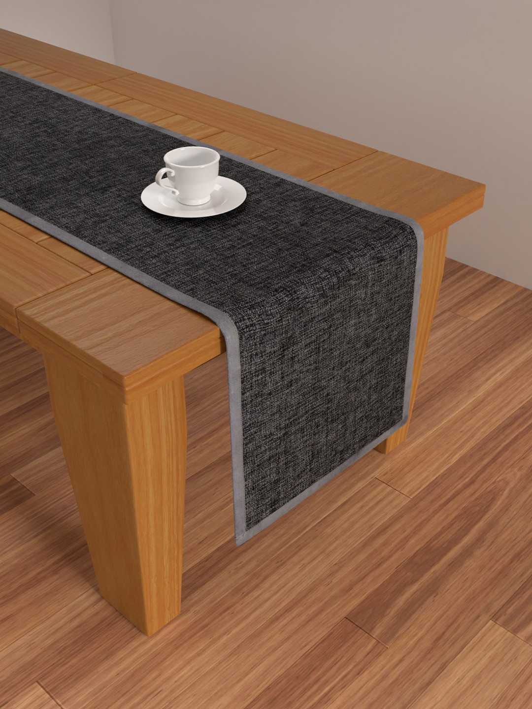 S9home by Seasons Black & Grey Woven-Design 6-Seater Table Runner