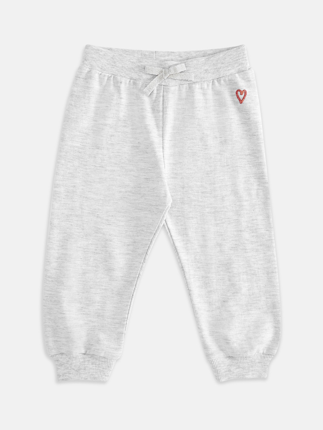 Pantaloons Baby Girls Grey Melange Pure Cotton Joggers