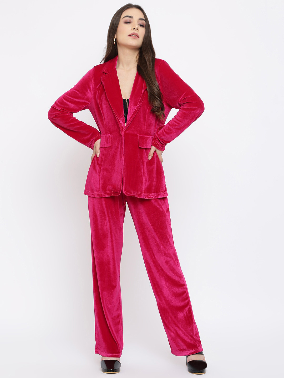 iki chic Women Red Blazer with Trousers