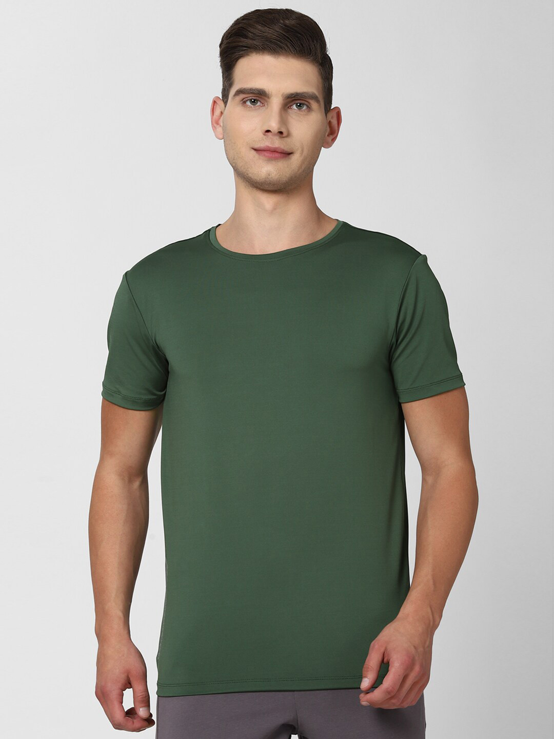 Peter England Casuals Men Olive Green Slim Fit T-shirt