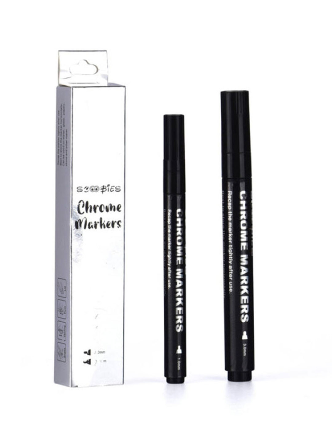 SCOOBIES Kids Set Of 2 Silver-Toned & Black Chrome Marker Pens