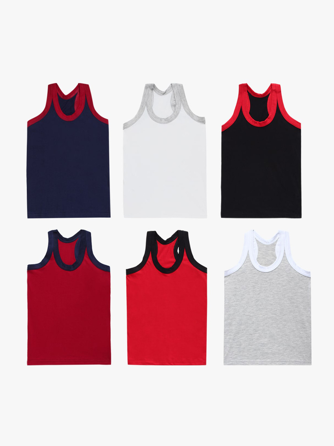 CARELOVE Boys Multicolor Pack of 6 Undershirt Vests