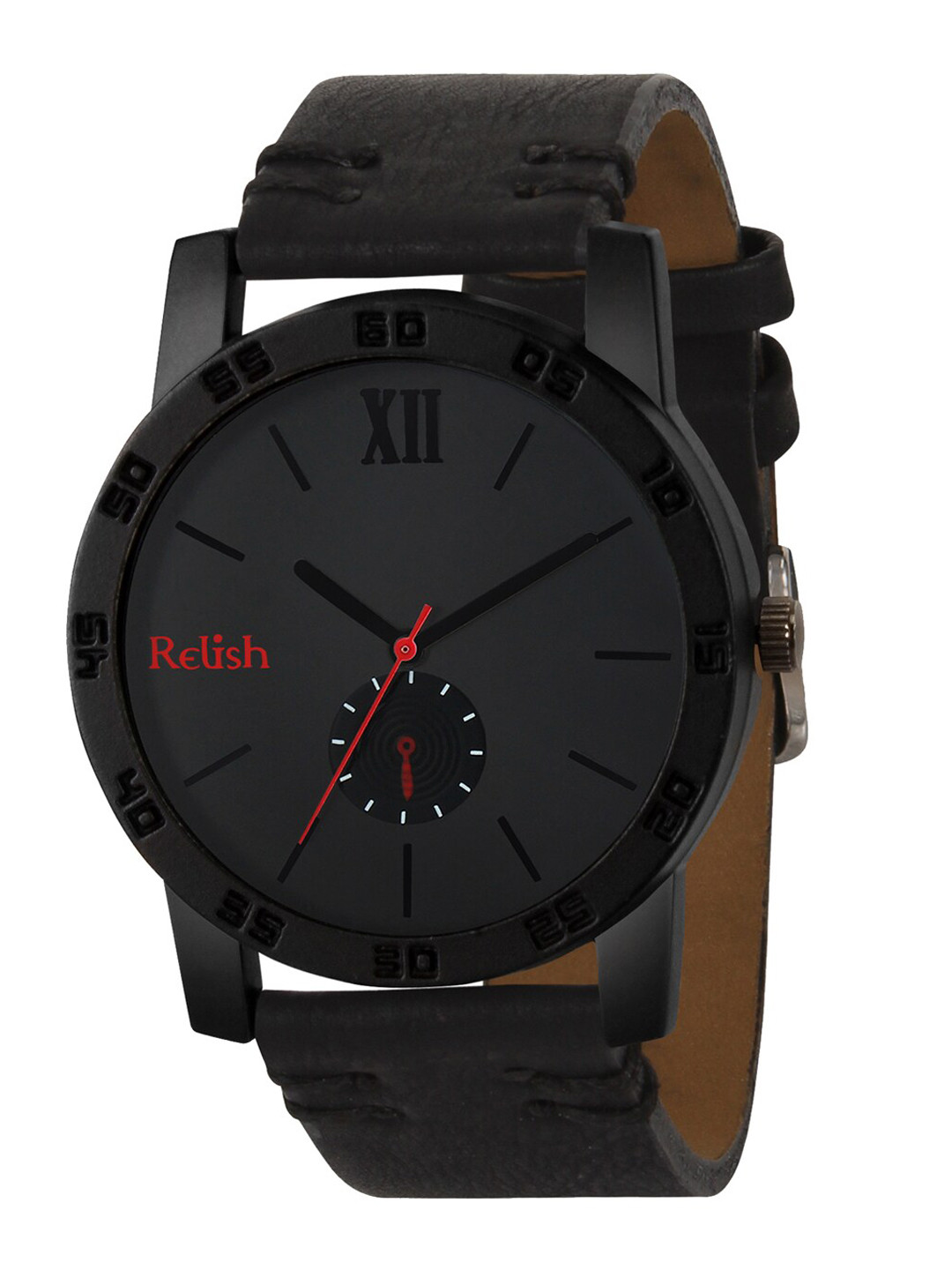 Relish Men Black Dial & Black Straps Analogue Watch RE-BB1086