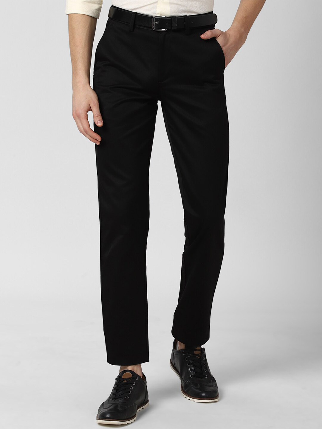 Peter England Casuals Men Black Slim Fit Trousers
