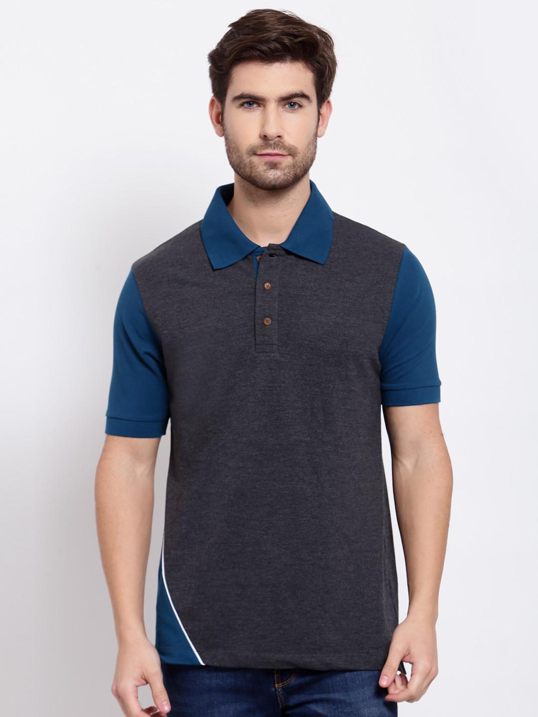 Kalt Men Grey & anthracite Polo Collar T-shirt