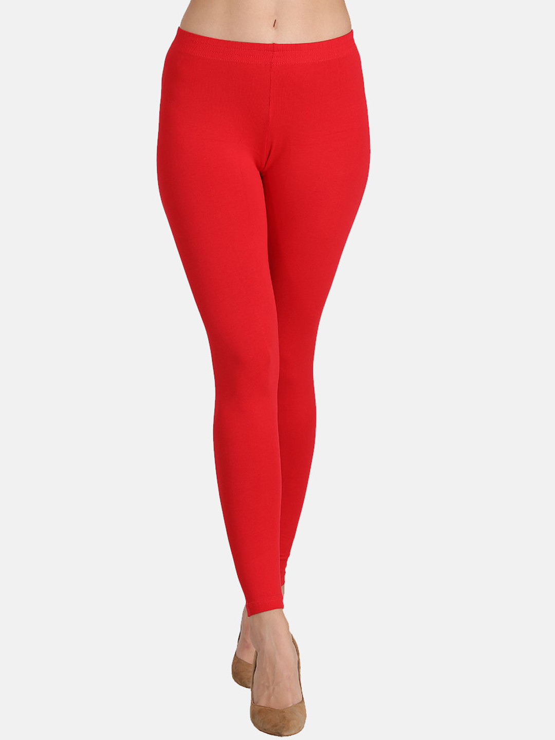 GROVERSONS Paris Beauty Women Red Solid Ankle Length Leggings
