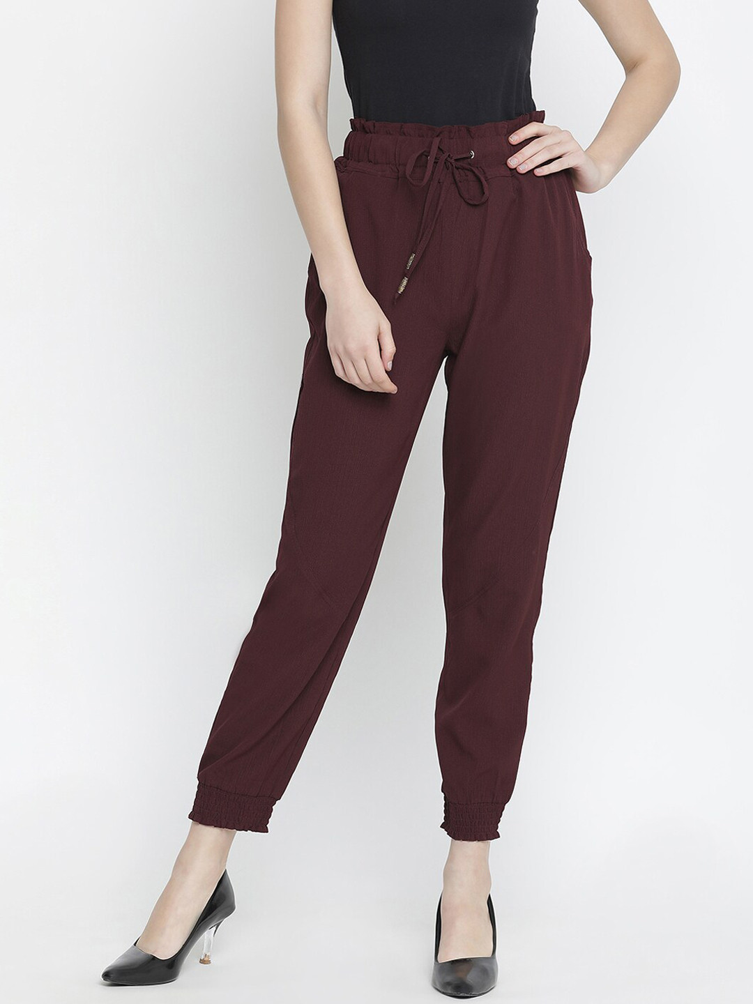 Oxolloxo Women Maroon Trousers