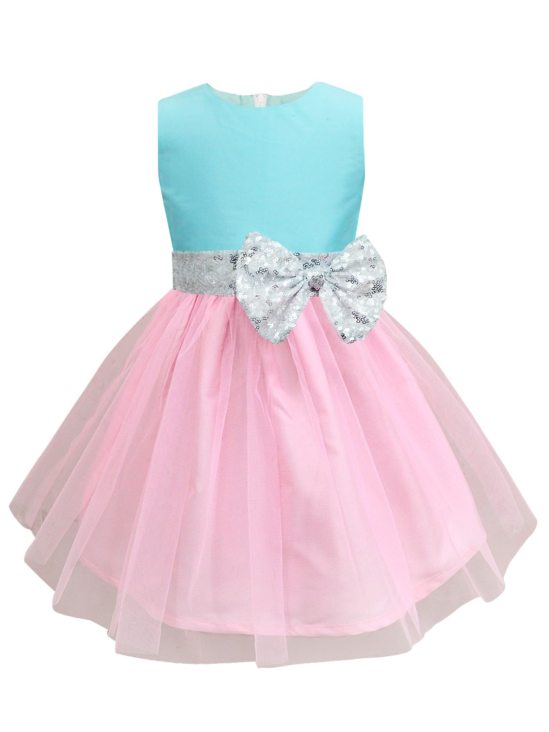 A T U N Girls Pink Party Bow Dress