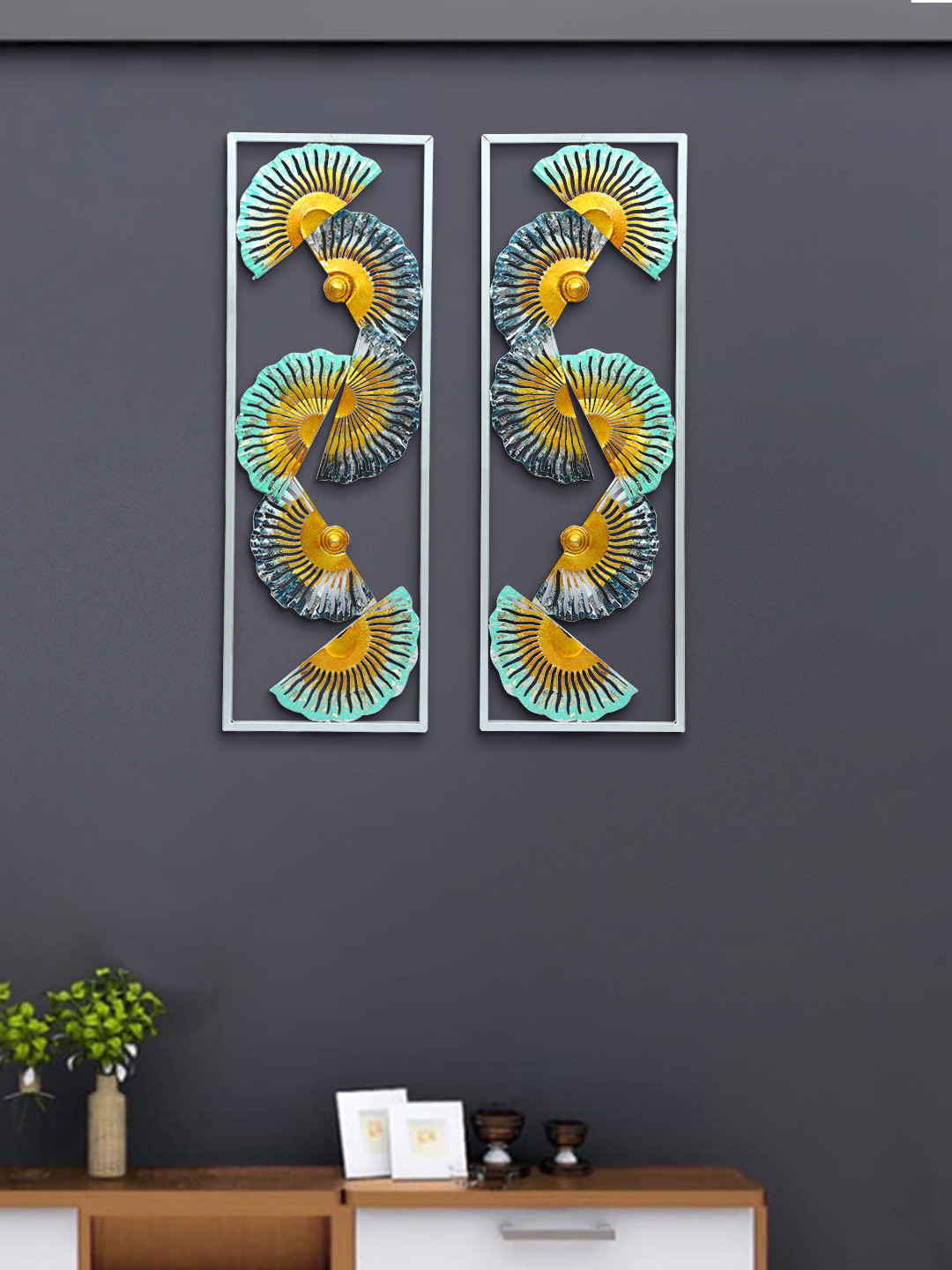 Aapno Rajasthan Metal Floral Matte Hanging Hall Wall Hangings-35In