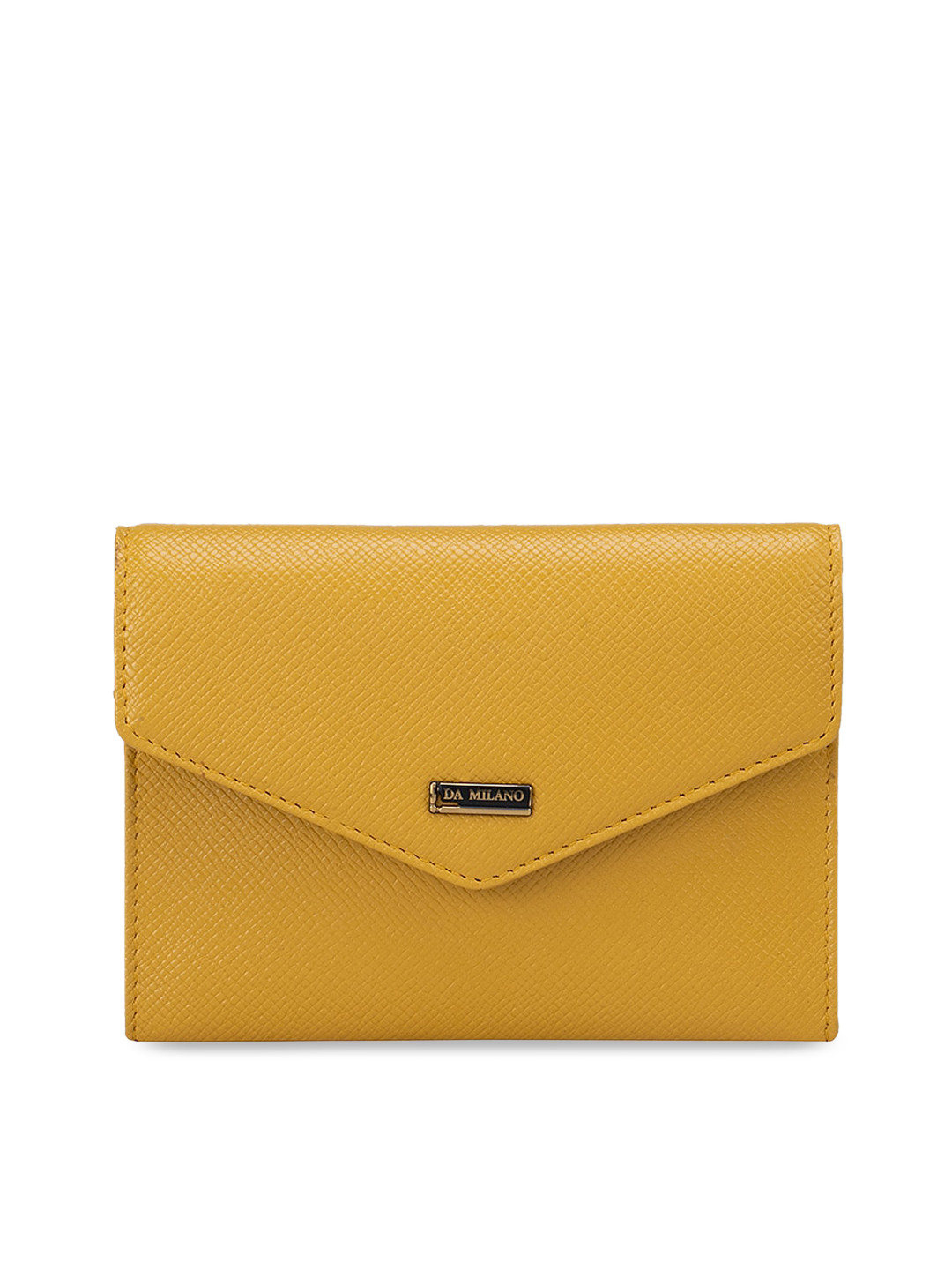 Da Milano Yellow Textured Leather Passport Cover