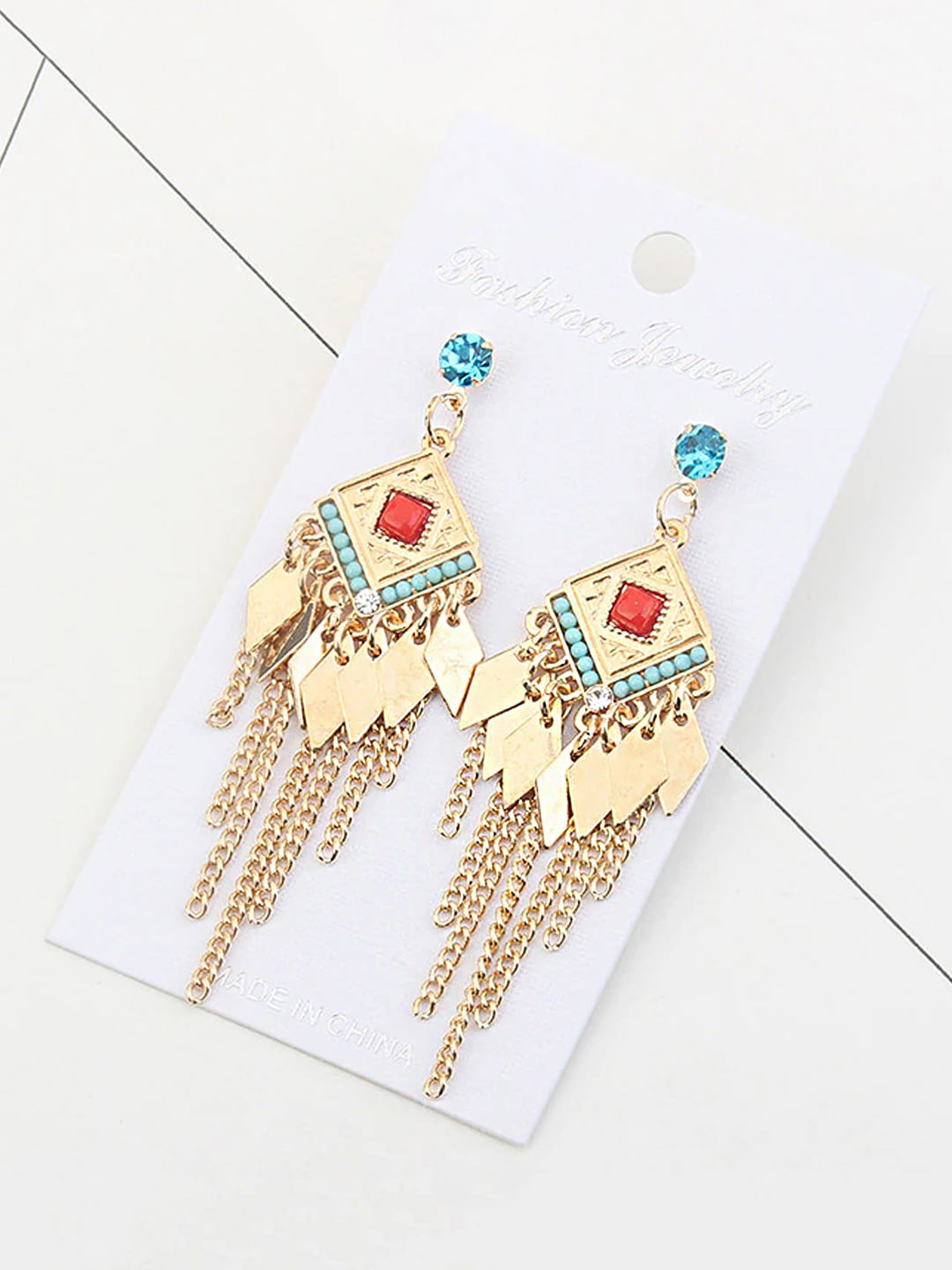 Chimes Cubic Zirconia Gold-Plated Drop Earrings