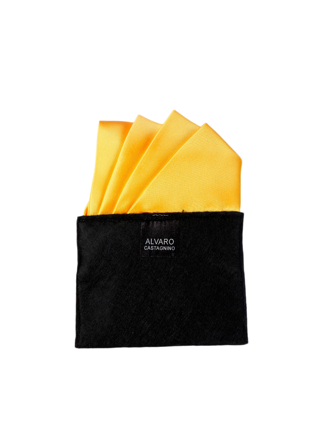 Alvaro Castagnino Men Yellow Pre-Stitched Pocket Square