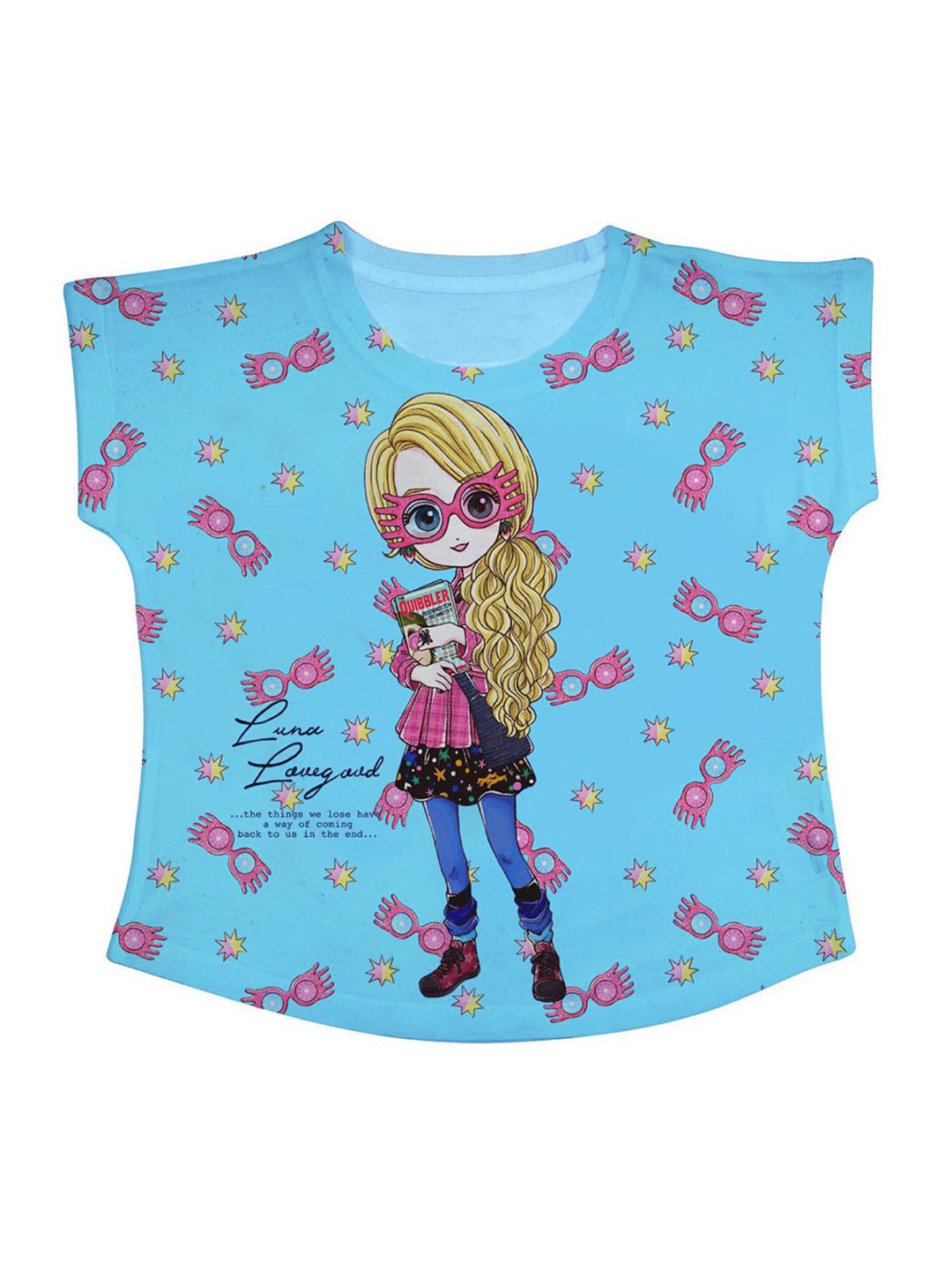 Harry Potter by Wear Your Mind Blue & Yellow Harry Potter Print Top