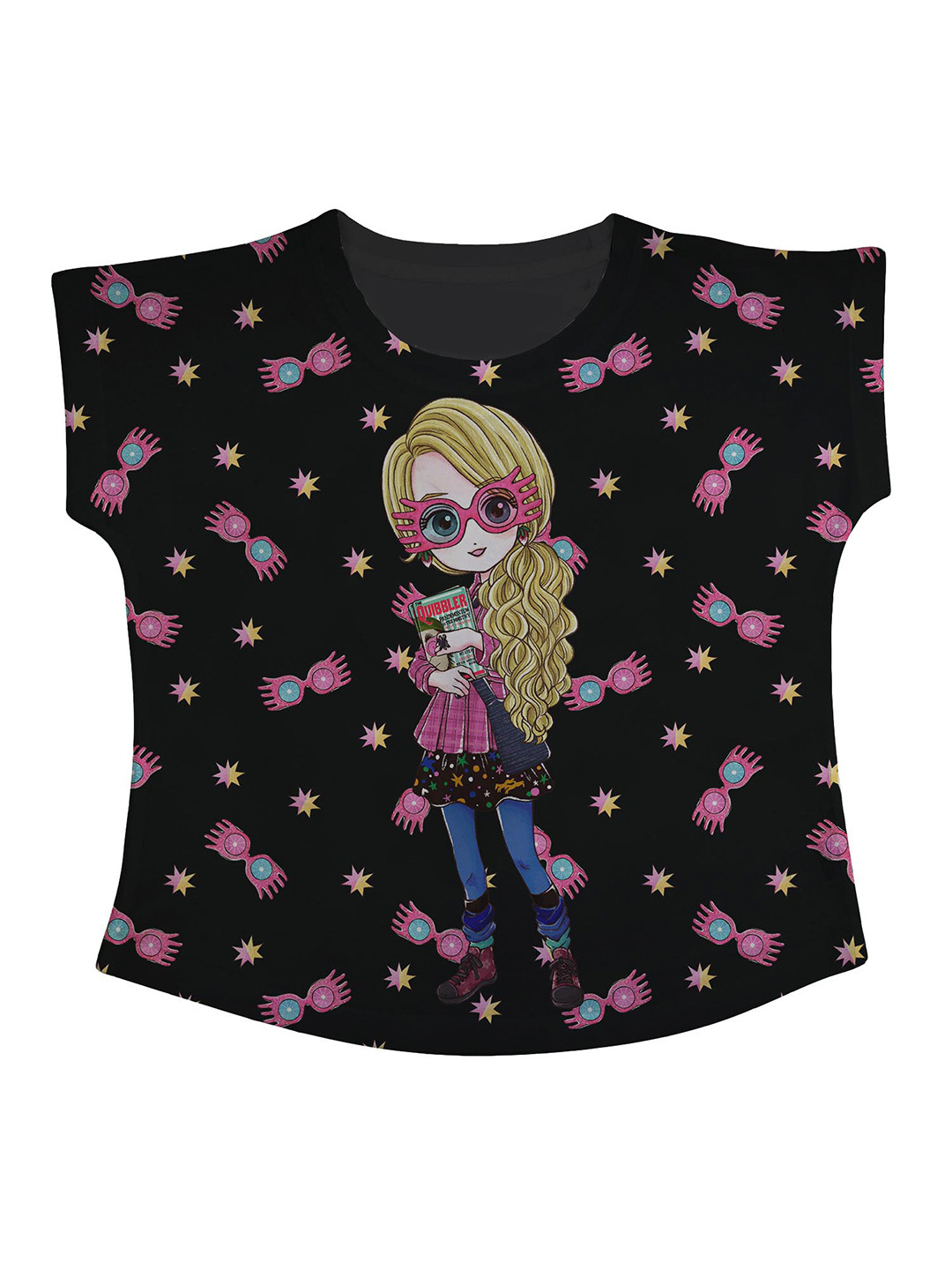Harry Potter by Wear Your Mind Black & Pink Harry Potter Print Top