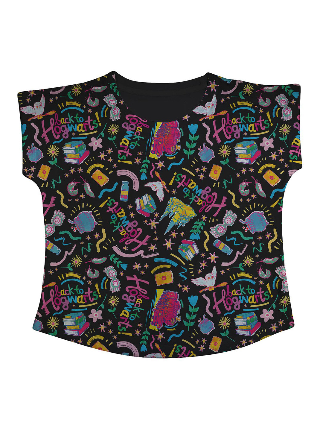 Harry Potter by Wear Your Mind Black & Pink Harry Potter Print Top