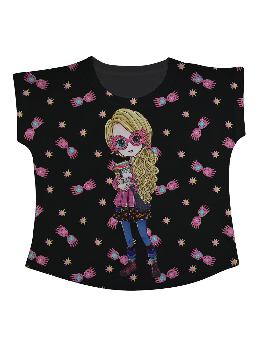 Harry Potter by Wear Your Mind Girls Black Graphic Print Top