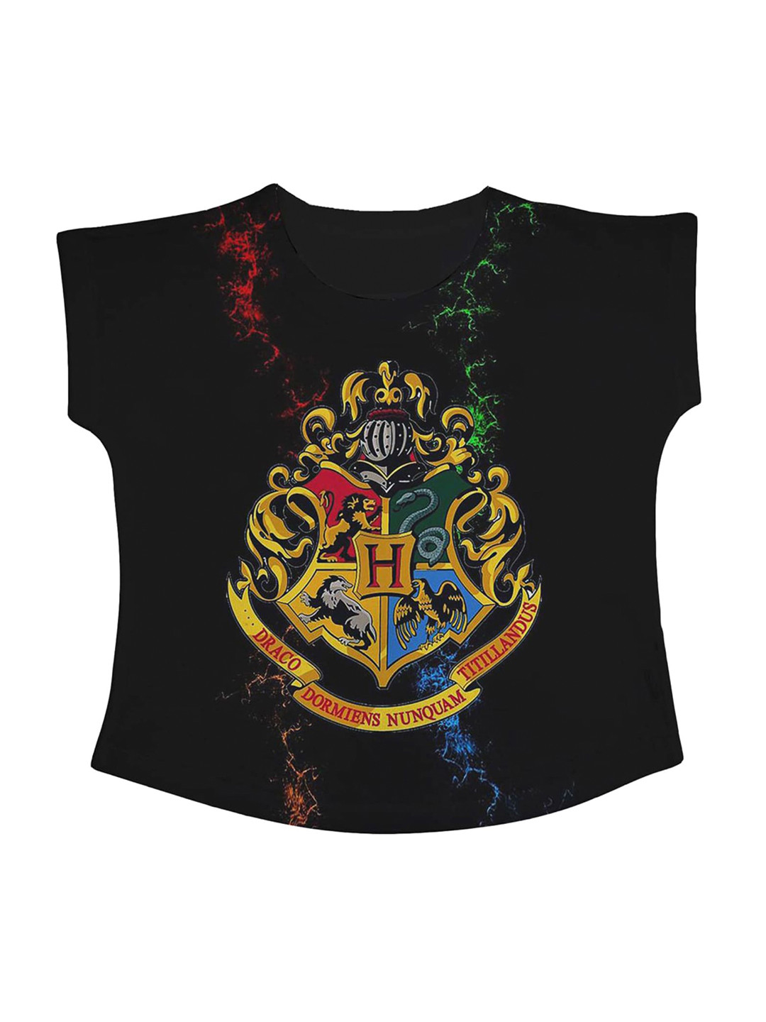 Harry Potter by Wear Your Mind Black & Gold-Toned Harry Potter Print Top