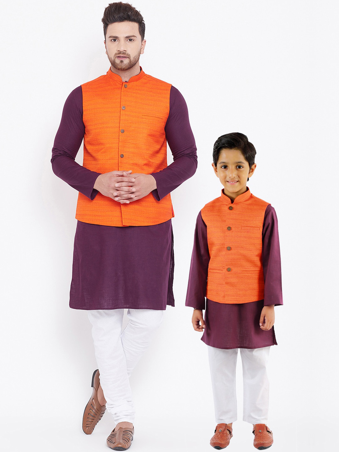 VASTRAMAY Boys Purple Kurta with Pyjamas