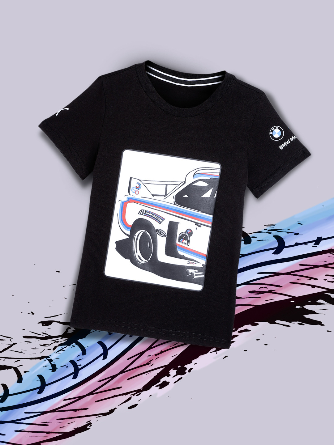 PUMA Motorsport Kids Black BMW Motorsport Youth Printed Pure Cotton T-shirt