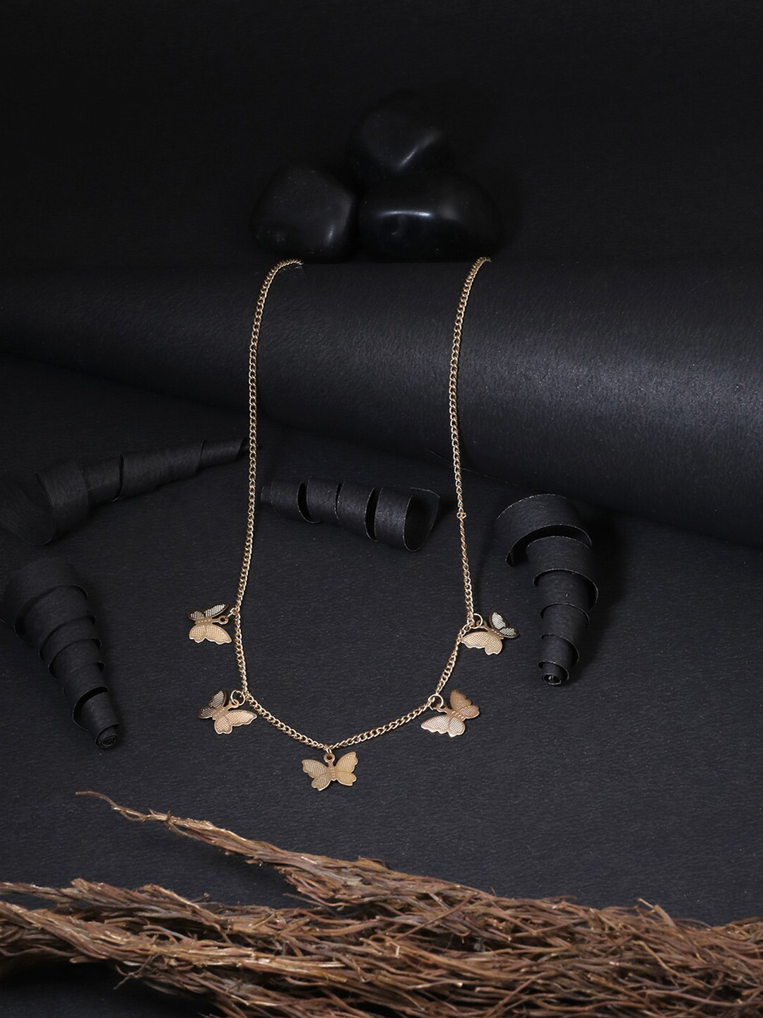 Adwitiya Collection Gold-Plated Copper Butterfly Necklace