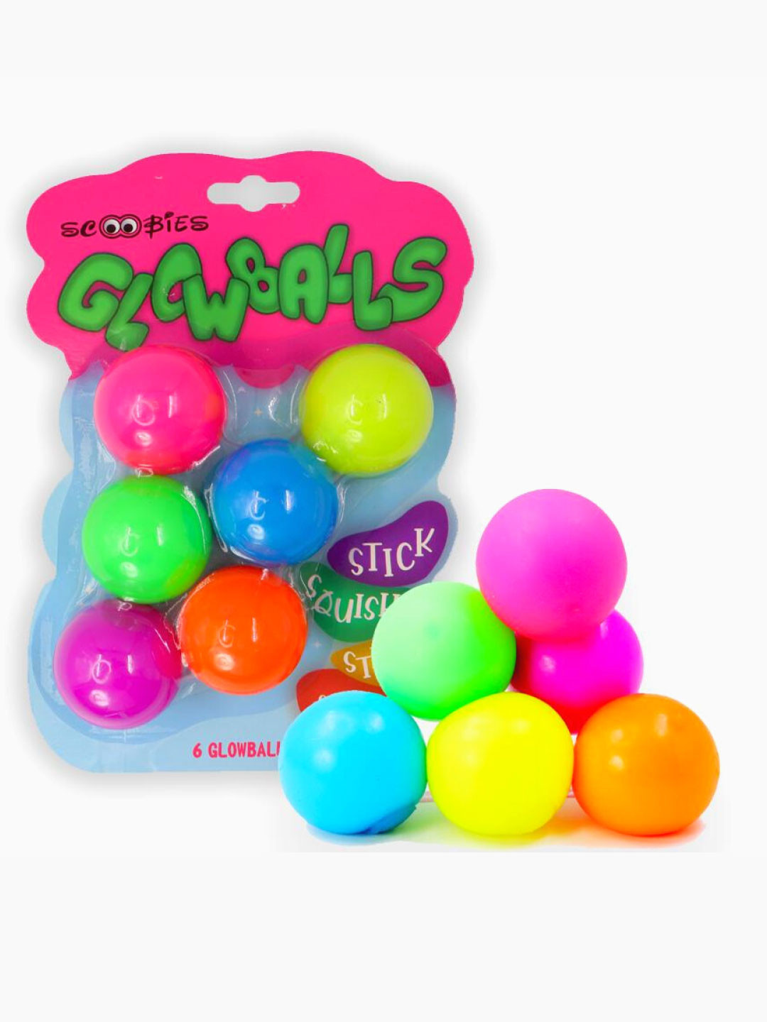 Scoobies Glowballs Set of 6 Sticky Sensory Glow In The Dark  Fidget Balls