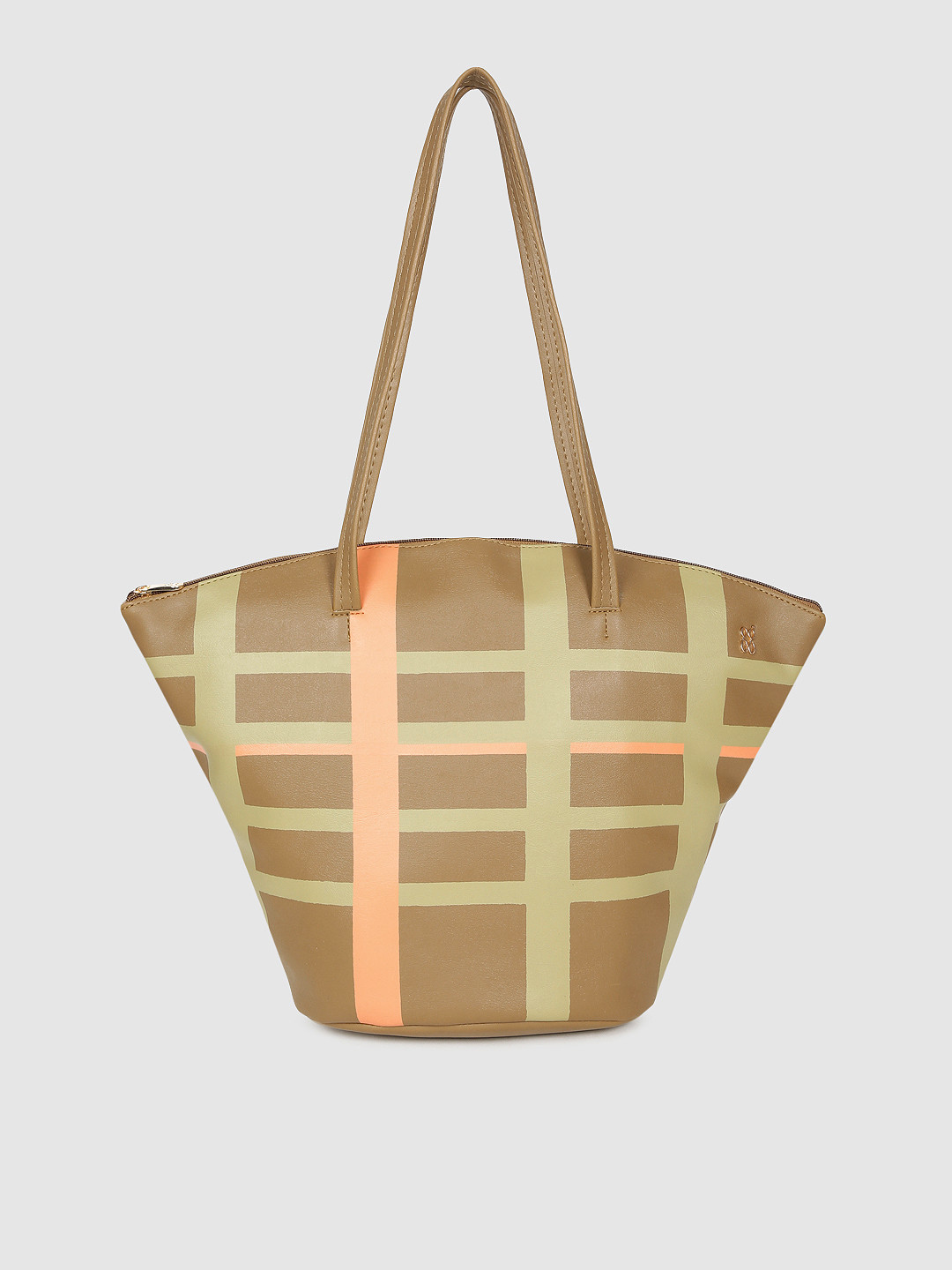 Baggit Olive Green Checked Shoulder Bag