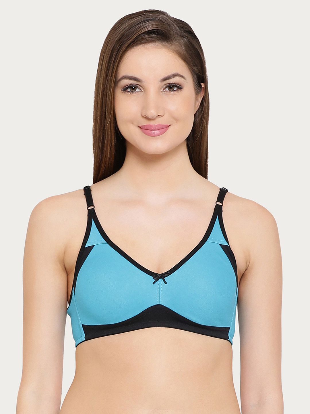 Clovia Cotton Non-Wired Non-Padded Full Cup T-Shirt Bra - Blue