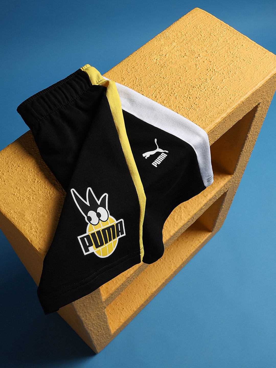 Puma Unisex Kids Black Fruitmates Pure Cotton Regular Fit Shorts