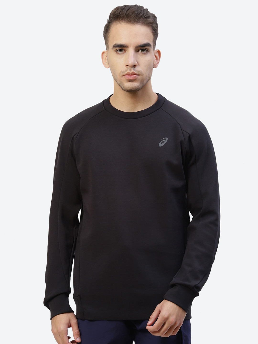 ASICS Men Black M Mobility Knit Crew Sweatshirt
