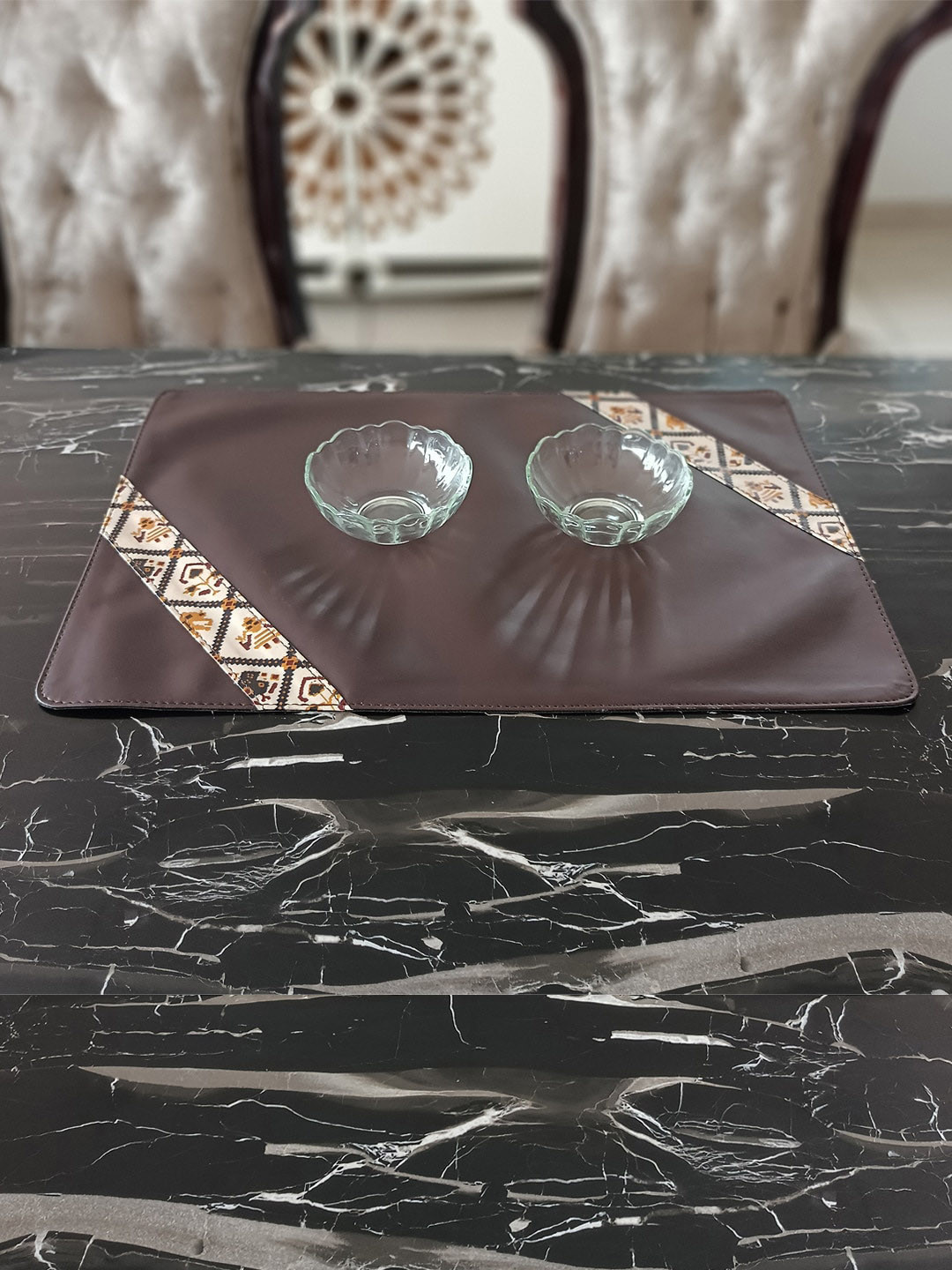 IMARS Brown Patola Printed Set of 2 Table Placements Mat
