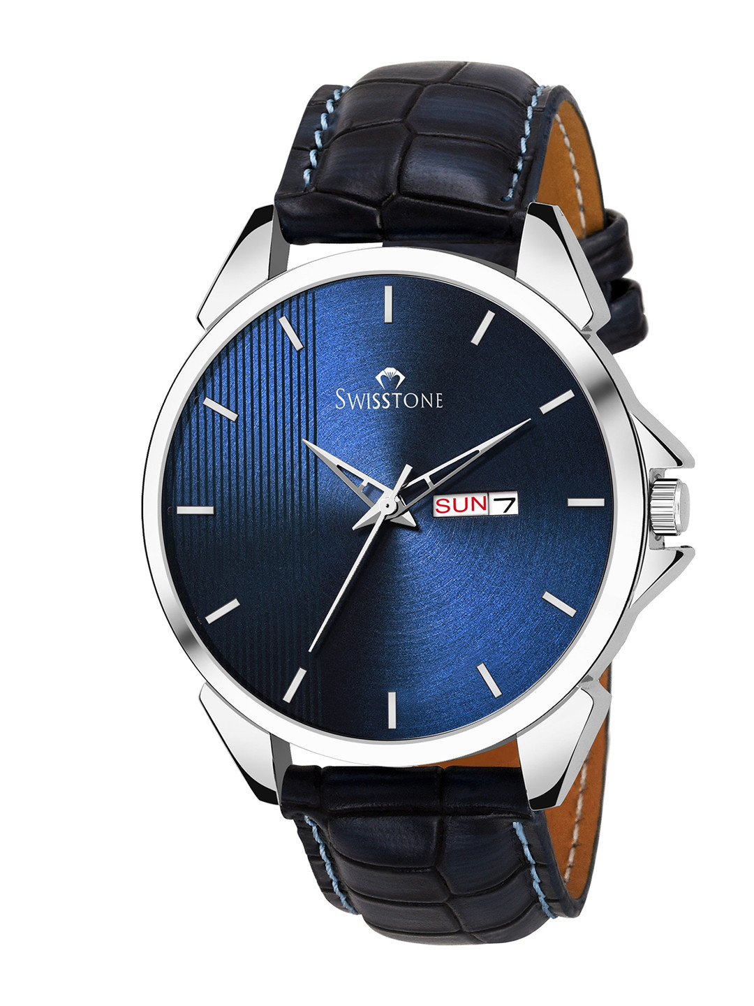 SWISSTONE Men Blue Brass Printed Dial & Blue Textured Straps Analogue Watch SW480-BLU
