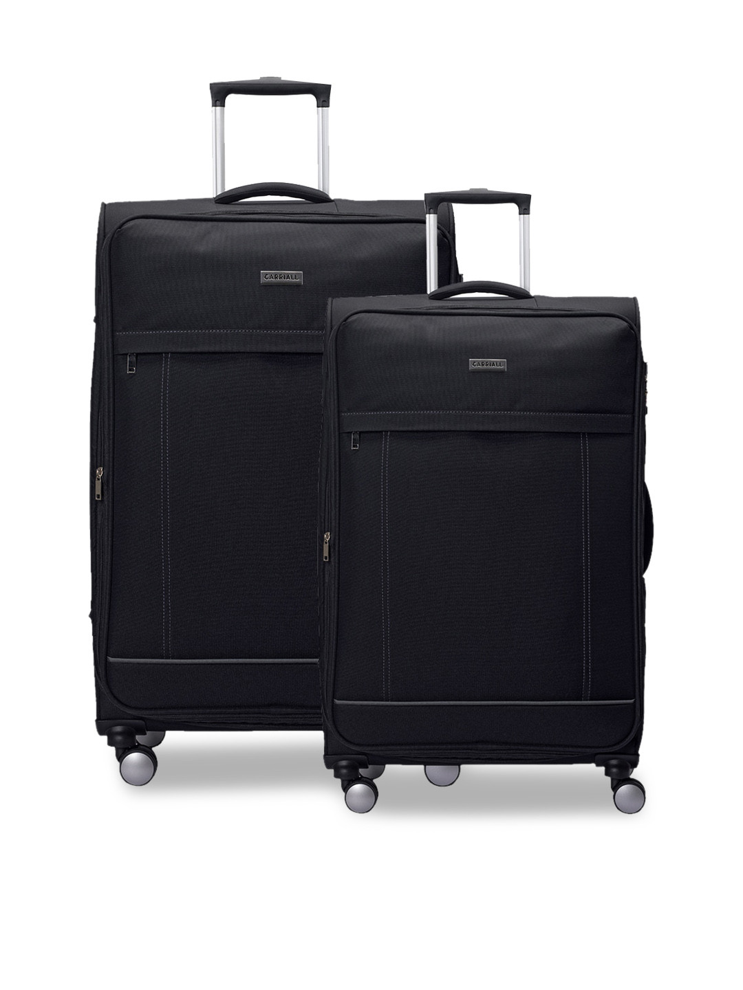 CARRIALL Set Of 2 Black Solid Soft-Sided Trolley Suitcases