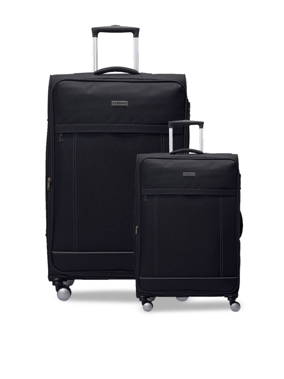 CARRIALL Set Of 2 Black Textured Soft-Sided Trolley Suitcases
