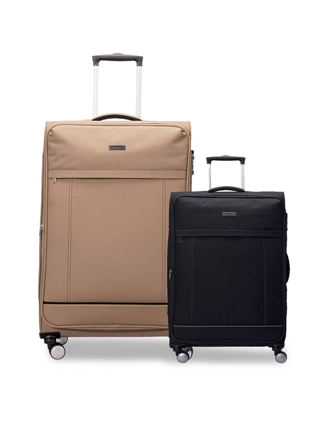 CARRIALL Set of 2 Beige and Black Large & Small Luggage