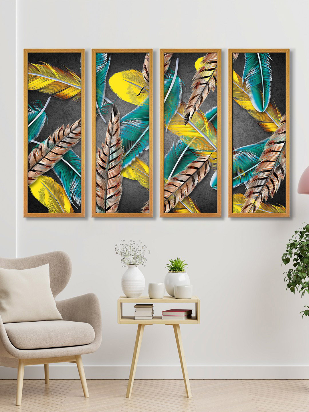 999Store Multicoloured Leaves Abstract Art Canvas Painting