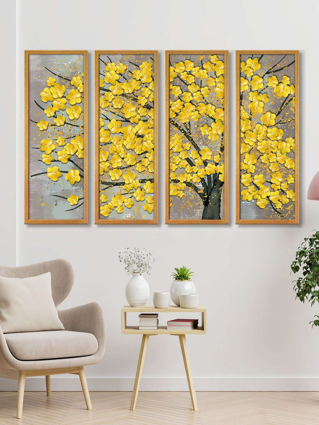 999Store Brown & Yellow Tree Canvas Art Painting Wall Panels