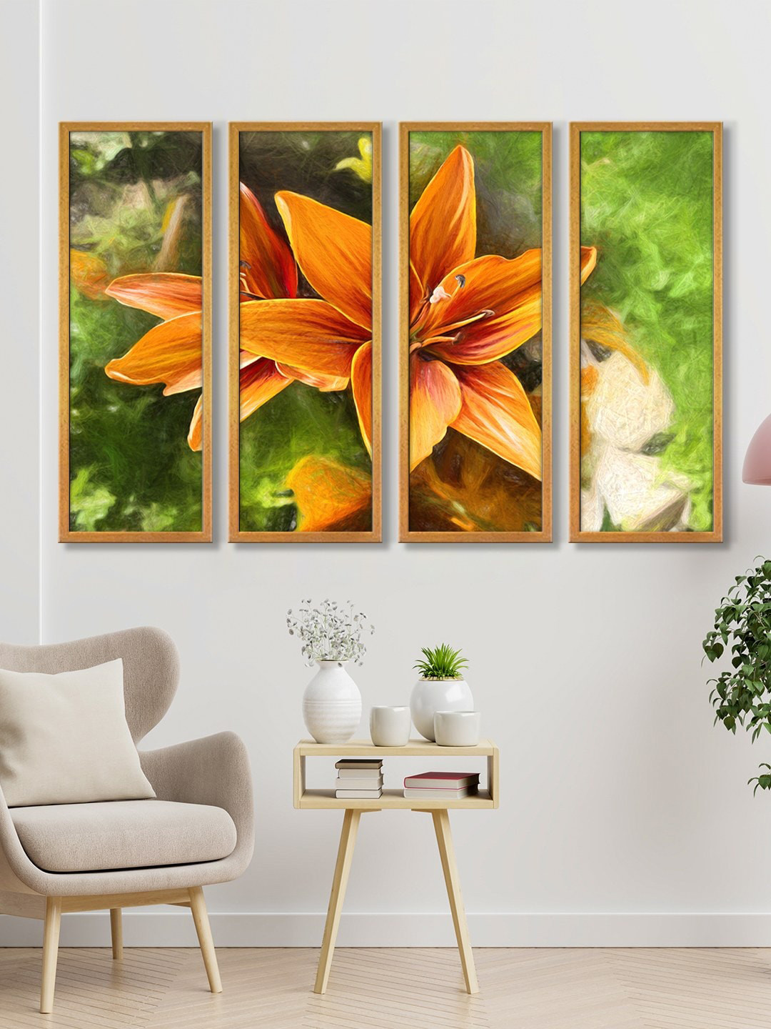 999Store Yellow Lily Flower Canvas Wall Art