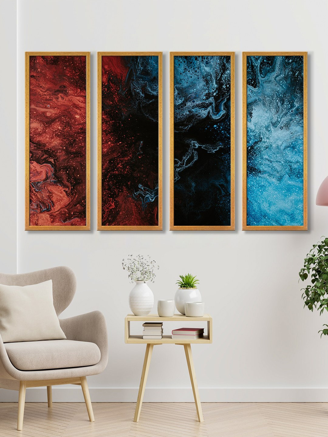 999Store Red & Blue Canvas Wall Art Painting