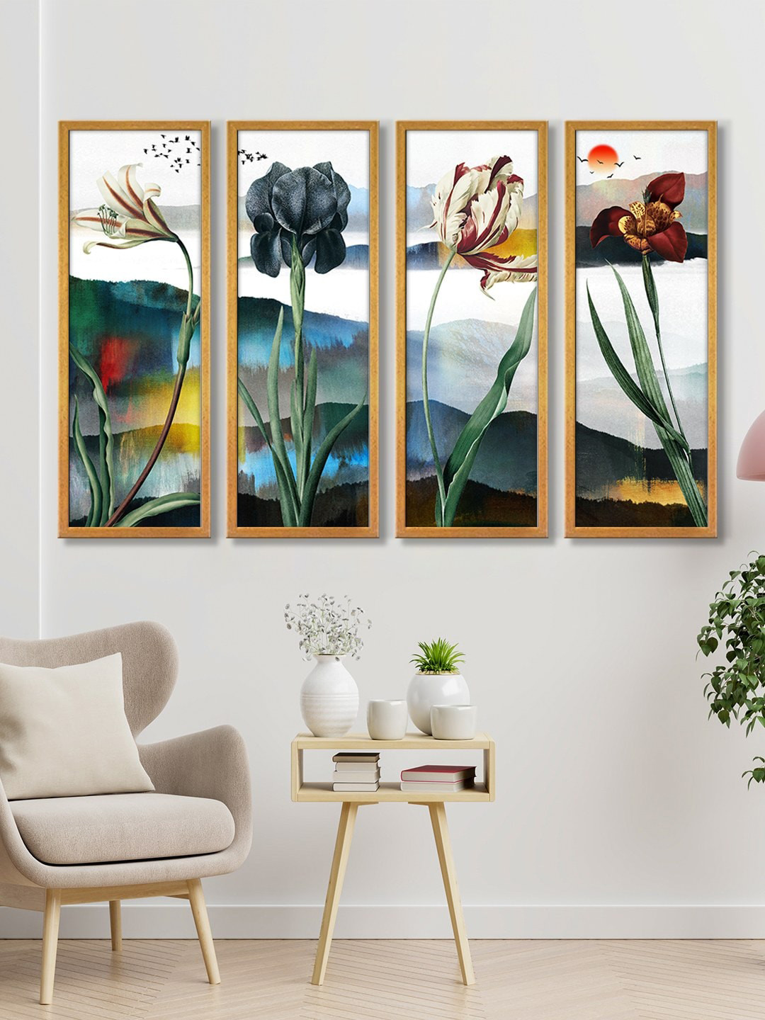 999Store Multicolor Flowers Canvas Wall Art Painting