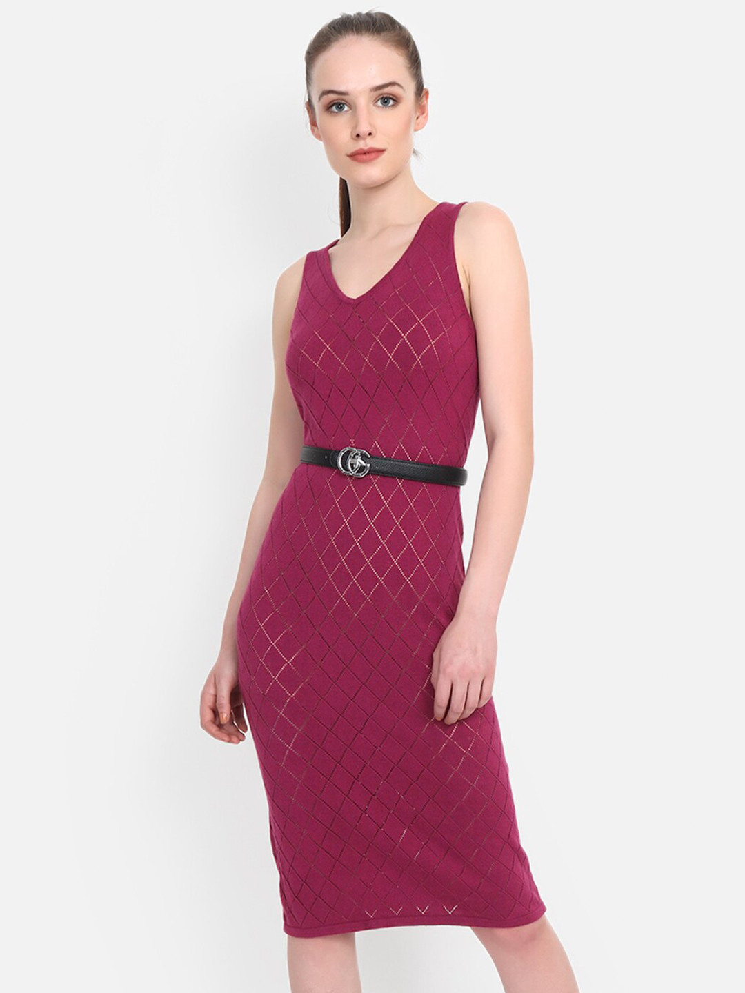 JoE Hazel Purple Sheath Midi Dress