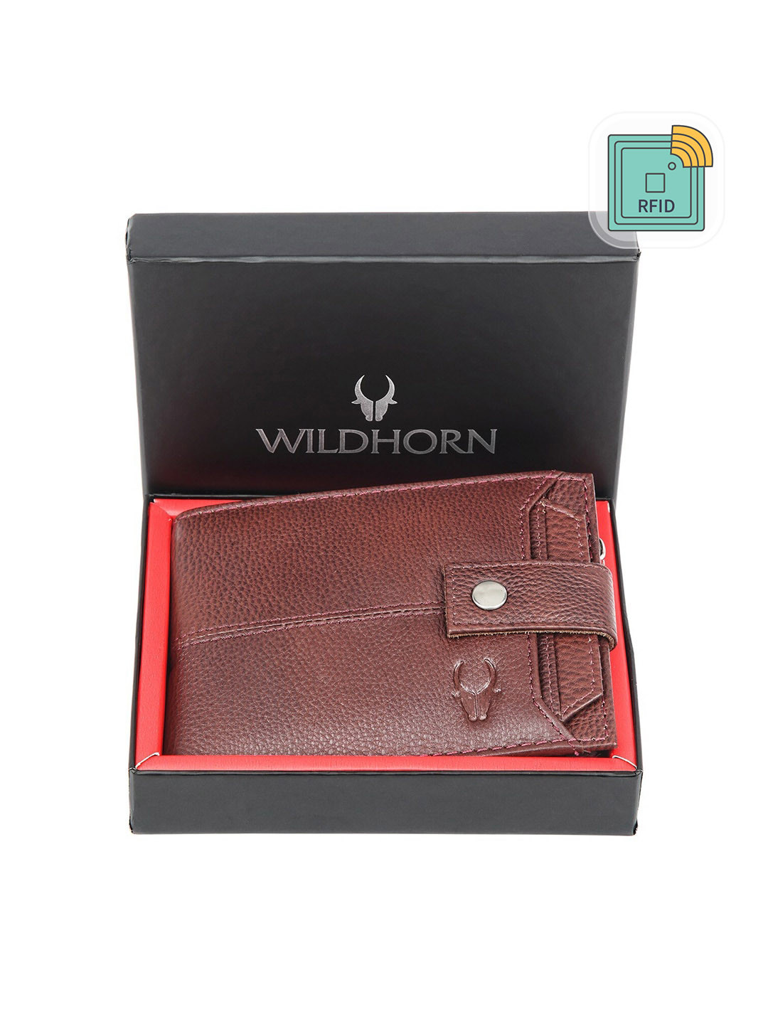 WildHorn Men Maroon Leather Two Fold Wallet with Removable Card Holder