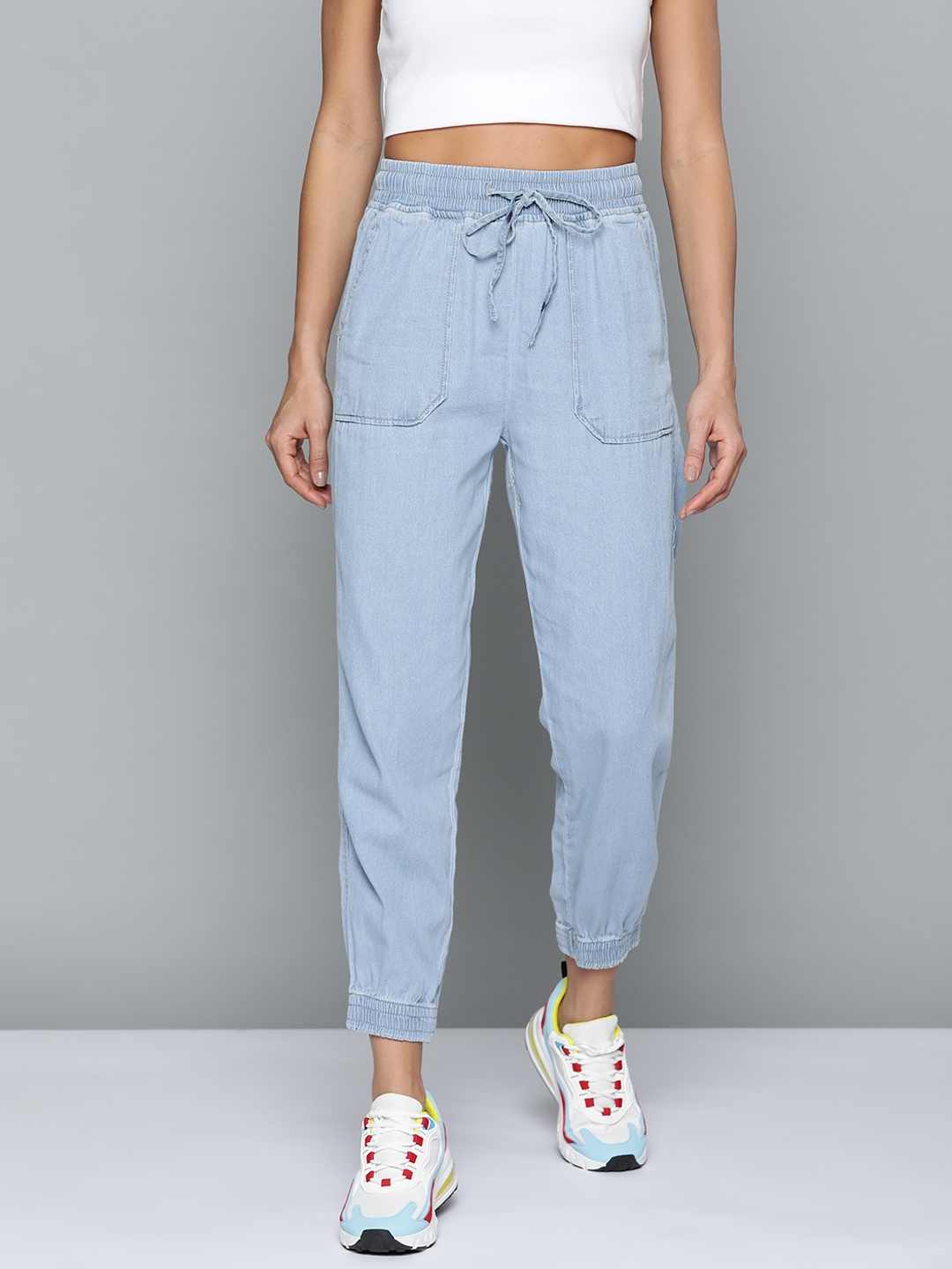 Buy Tokyo Talkies Women Blue Pure Cotton Jogger Jeans - Jeans for