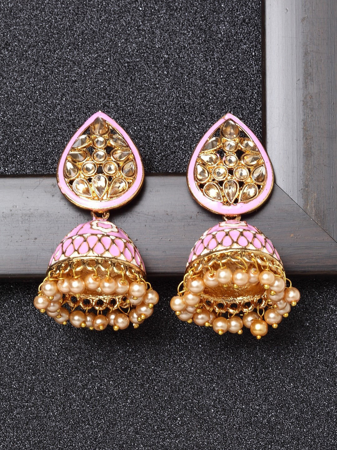 AVANT-GARDE PARIS Pink Dome Shaped Jhumkas Earrings