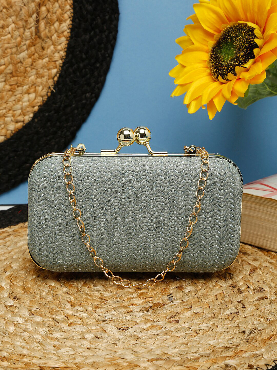 FARGO Silver-Toned & Gold-Toned Textured Box Clutch