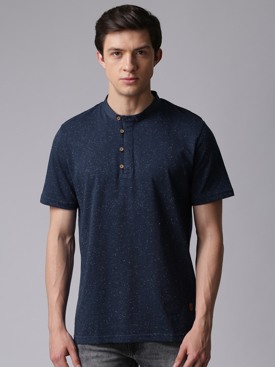 True Blue Men Navy Blue Printed T-shirt